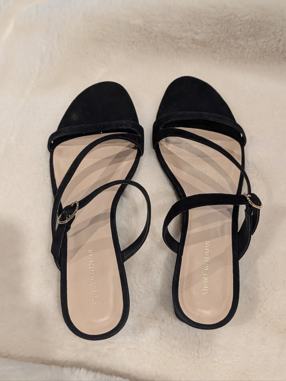 Stuart Weitzman suede small wedge sandals Black Size 9